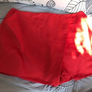 Topshop Red Wraparound Skort